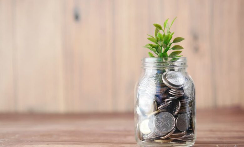 coins in a glass jar